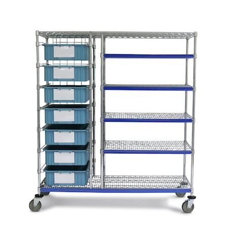 Technibilt Shelving Systems Bin Storage Cart, 7 bins, 24x72x69 CVTU72